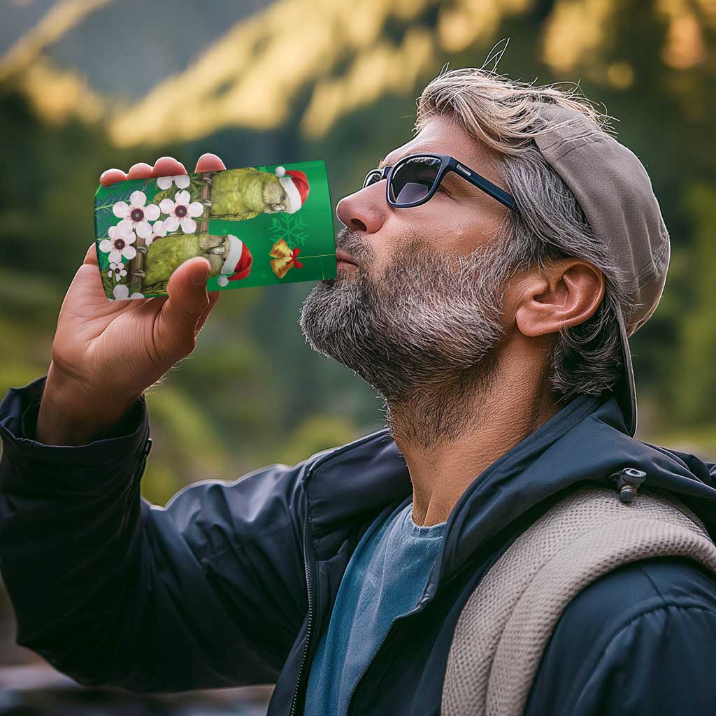 New Zealand Kakapo Christmas 4 in 1 Can Cooler Tumbler Owl Parrot Santa Sliver Fern Manuka - Green - Polynesian Pride