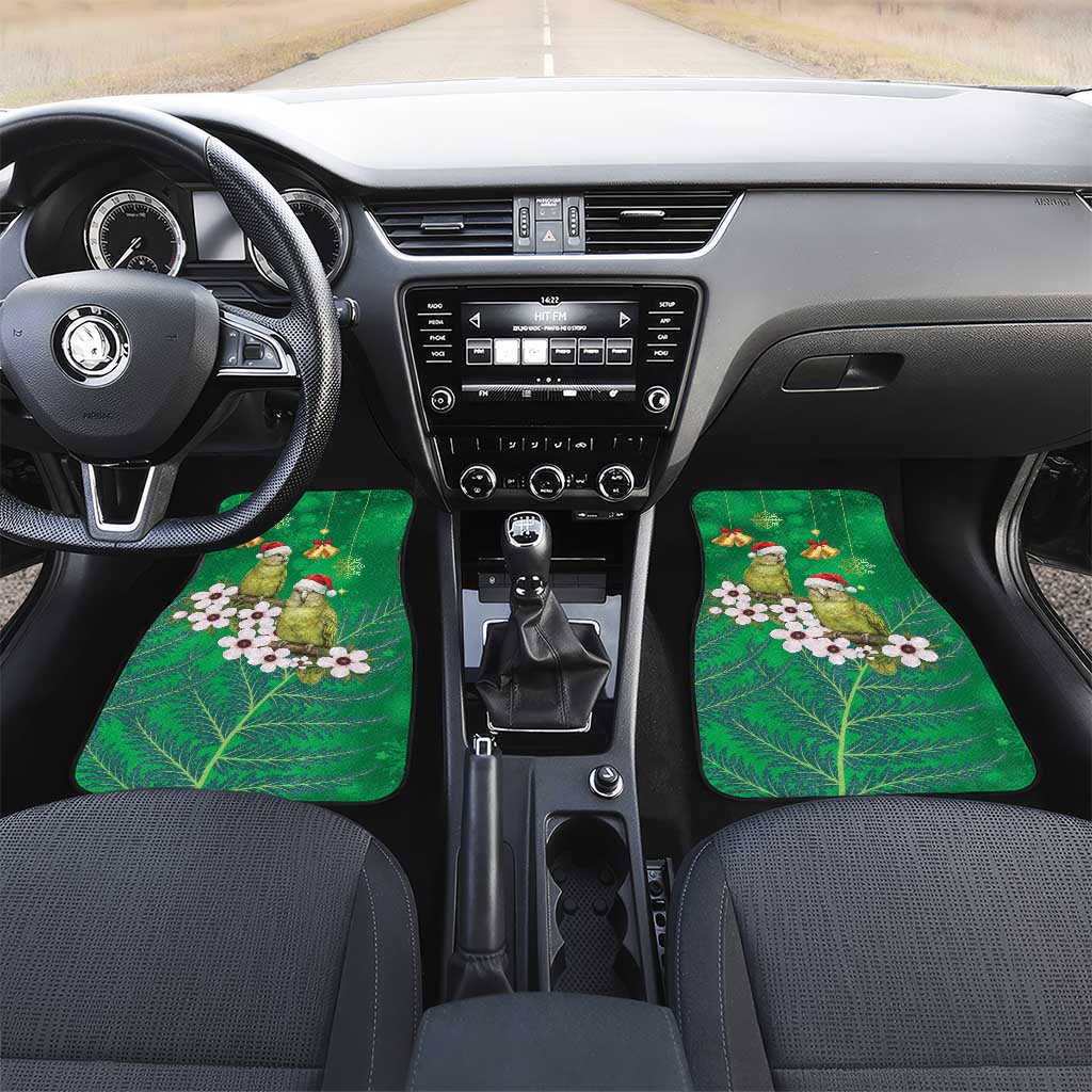 New Zealand Kakapo Christmas Car Mats Owl Parrot Santa Sliver Fern Manuka - Green - Polynesian Pride