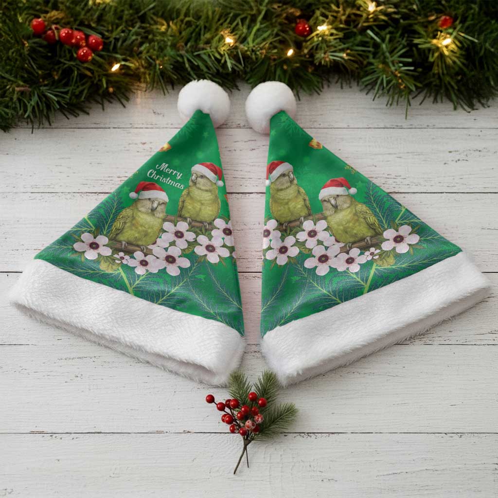 New Zealand Kakapo Christmas Santa Hat Owl Parrot Santa Sliver Fern Manuka - Green - Polynesian Pride