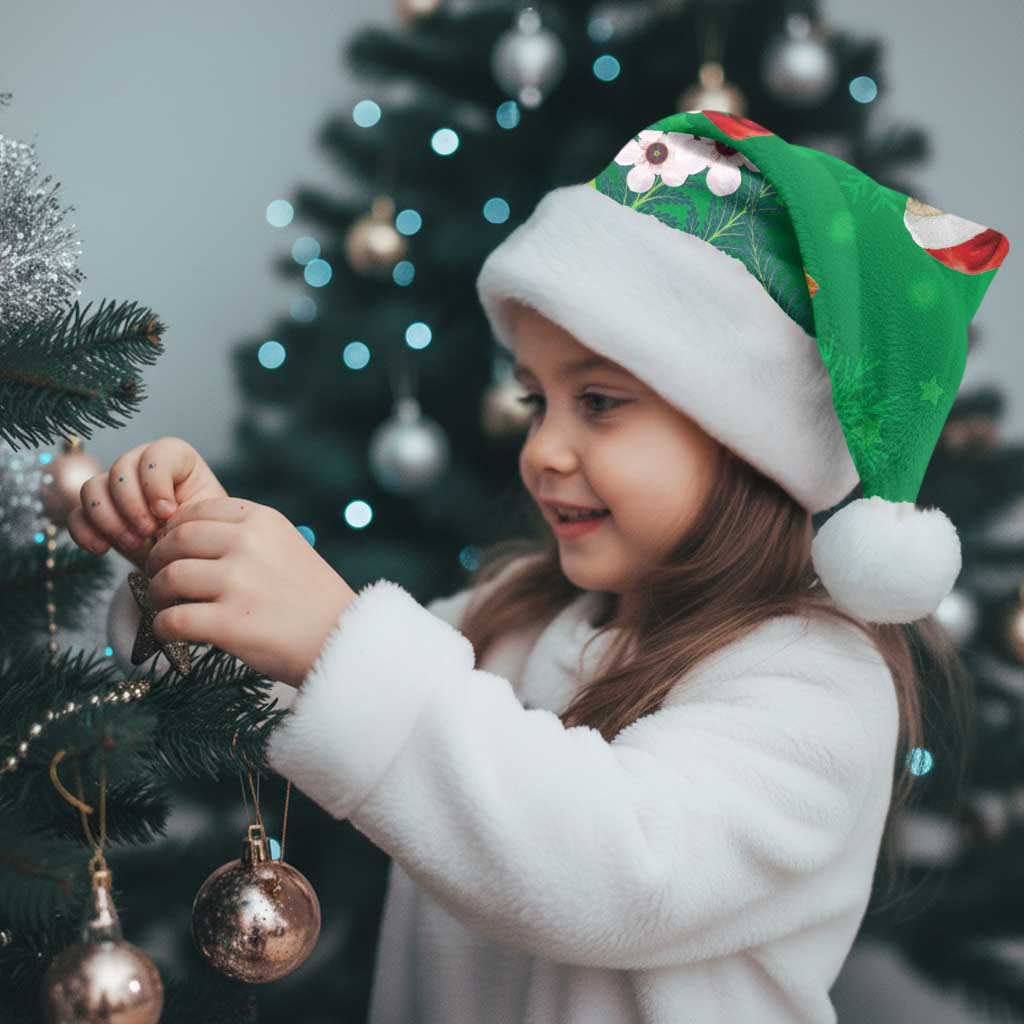 New Zealand Kakapo Christmas Santa Hat Owl Parrot Santa Sliver Fern Manuka - Green - Polynesian Pride