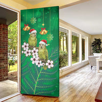 New Zealand Kakapo Christmas Door Cover Owl Parrot Santa Sliver Fern Manuka - Green - Polynesian Pride