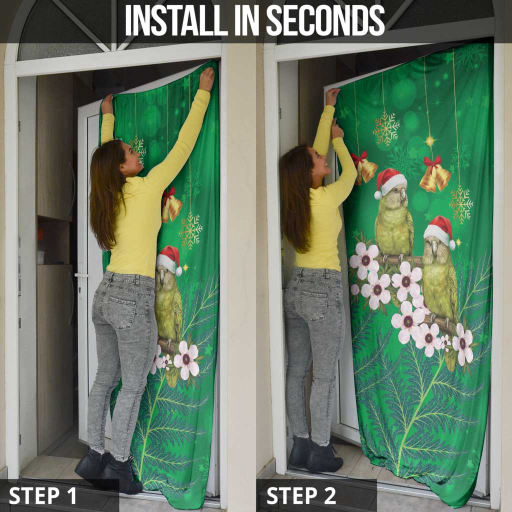 New Zealand Kakapo Christmas Door Cover Owl Parrot Santa Sliver Fern Manuka - Green - Polynesian Pride