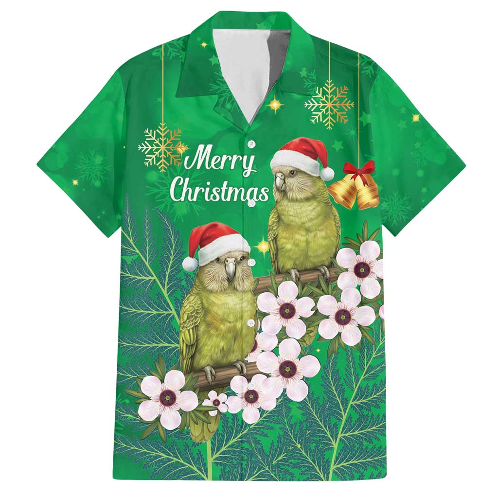 New Zealand Kakapo Christmas Family Matching Summer Maxi Dress and Hawaiian Shirt Owl Parrot Santa Sliver Fern Manuka - Green - Polynesian Pride
