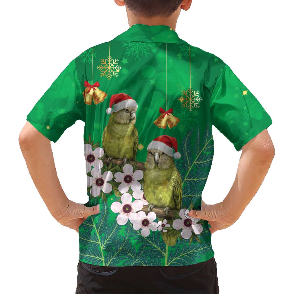 New Zealand Kakapo Christmas Family Matching Tank Maxi Dress and Hawaiian Shirt Owl Parrot Santa Sliver Fern Manuka - Green - Polynesian Pride