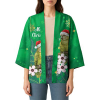 New Zealand Kakapo Christmas Kimono Owl Parrot Santa Sliver Fern Manuka - Green - Polynesian Pride