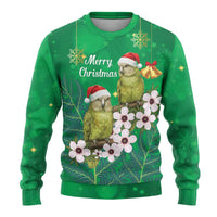 New Zealand Kakapo Christmas Ugly Christmas Sweater Owl Parrot Santa Sliver Fern Manuka - Green - Polynesian Pride