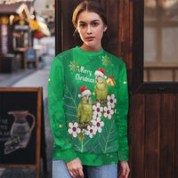 New Zealand Kakapo Christmas Ugly Christmas Sweater Owl Parrot Santa Sliver Fern Manuka - Green - Polynesian Pride