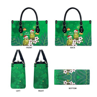 New Zealand Kakapo Christmas Leather Bag Owl Parrot Santa Sliver Fern Manuka - Green - Polynesian Pride