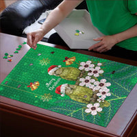 New Zealand Kakapo Christmas Puzzle Owl Parrot Santa Sliver Fern Manuka - Green - Polynesian Pride