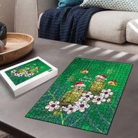New Zealand Kakapo Christmas Puzzle Owl Parrot Santa Sliver Fern Manuka - Green - Polynesian Pride