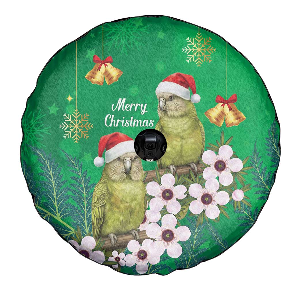New Zealand Kakapo Christmas Spare Tire Cover Owl Parrot Santa Sliver Fern Manuka - Green - Polynesian Pride