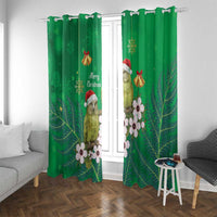 New Zealand Kakapo Christmas Window Curtain Owl Parrot Santa Sliver Fern Manuka - Green - Polynesian Pride