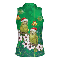 New Zealand Kakapo Christmas Women Sleeveless Polo Shirt Owl Parrot Santa Sliver Fern Manuka - Green - Polynesian Pride
