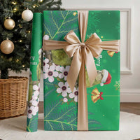 New Zealand Kakapo Christmas Wrapping Paper Owl Parrot Santa Sliver Fern Manuka - Green - Polynesian Pride