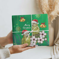 New Zealand Kakapo Christmas Wrapping Paper Owl Parrot Santa Sliver Fern Manuka - Green - Polynesian Pride