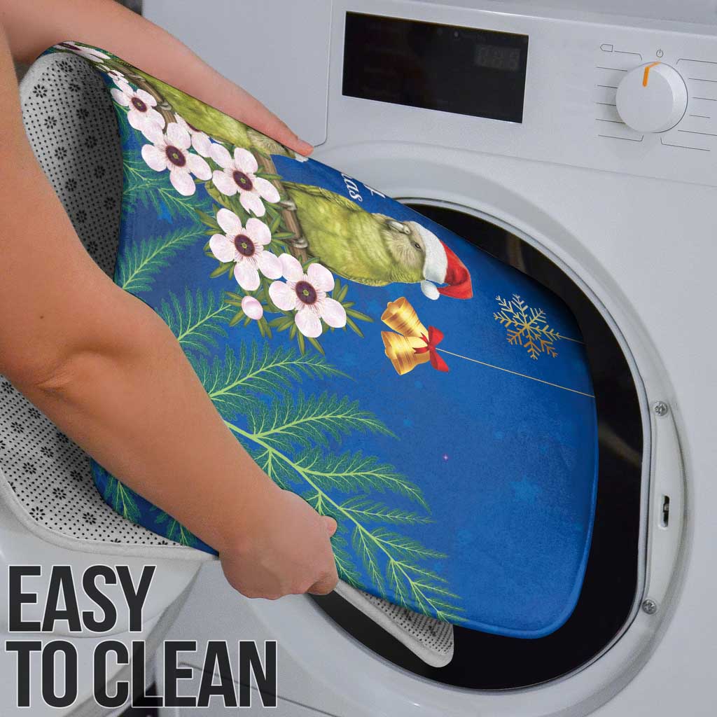 New Zealand Kakapo Christmas Bathroom Set Owl Parrot Santa Sliver Fern Manuka - Blue - Polynesian Pride