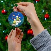 New Zealand Kakapo Christmas Ceramic Ornament Owl Parrot Santa Sliver Fern Manuka - Blue - Polynesian Pride