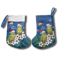 New Zealand Kakapo Christmas Stocking Owl Parrot Santa Sliver Fern Manuka - Blue - Polynesian Pride