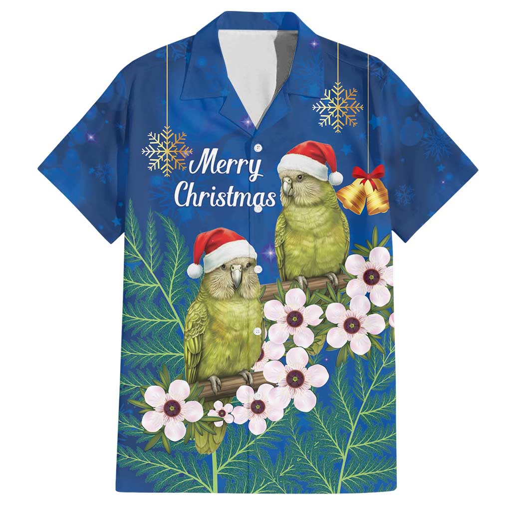 New Zealand Kakapo Christmas Family Matching Tank Maxi Dress and Hawaiian Shirt Owl Parrot Santa Sliver Fern Manuka - Blue - Polynesian Pride