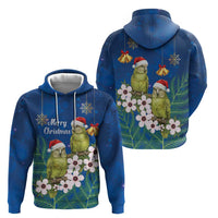 New Zealand Kakapo Christmas Hoodie Owl Parrot Santa Sliver Fern Manuka - Blue - Polynesian Pride