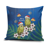 New Zealand Kakapo Christmas Pillow Cover Owl Parrot Santa Sliver Fern Manuka - Blue - Polynesian Pride