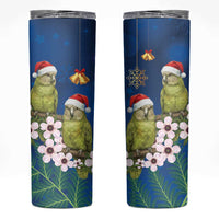 New Zealand Kakapo Christmas Skinny Tumbler Owl Parrot Santa Sliver Fern Manuka - Blue - Polynesian Pride