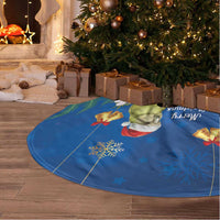 New Zealand Kakapo Christmas Tree Skirt Owl Parrot Santa Sliver Fern Manuka - Blue - Polynesian Pride