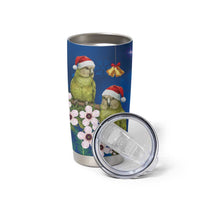 New Zealand Kakapo Christmas Tumbler Cup Owl Parrot Santa Sliver Fern Manuka - Blue - Polynesian Pride