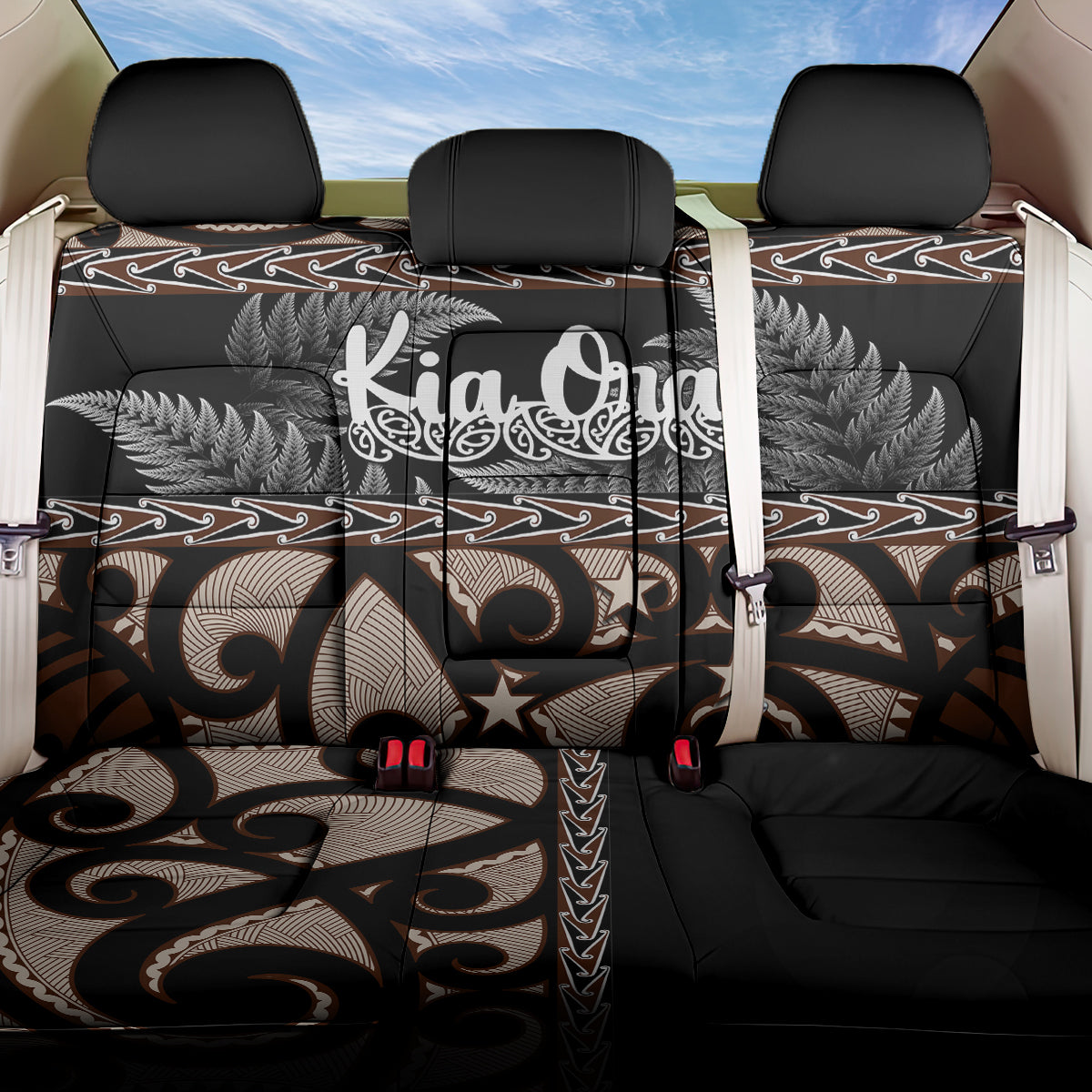 Kia Ora New Zealand Back Car Seat Cover Aotearoa Proud Maori With Silver Fern LT14