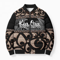 Kia Ora New Zealand Bomber Puffer Jacket Aotearoa Proud Maori Silver Fern - Polynesian Pride
