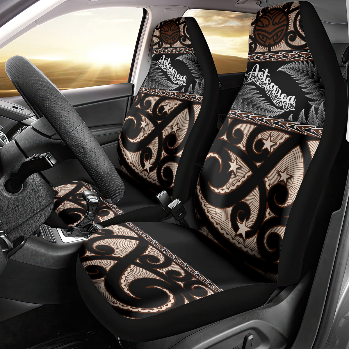 Kia Ora New Zealand Car Seat Cover Aotearoa Proud Maori With Silver Fern LT14 - Polynesian Pride