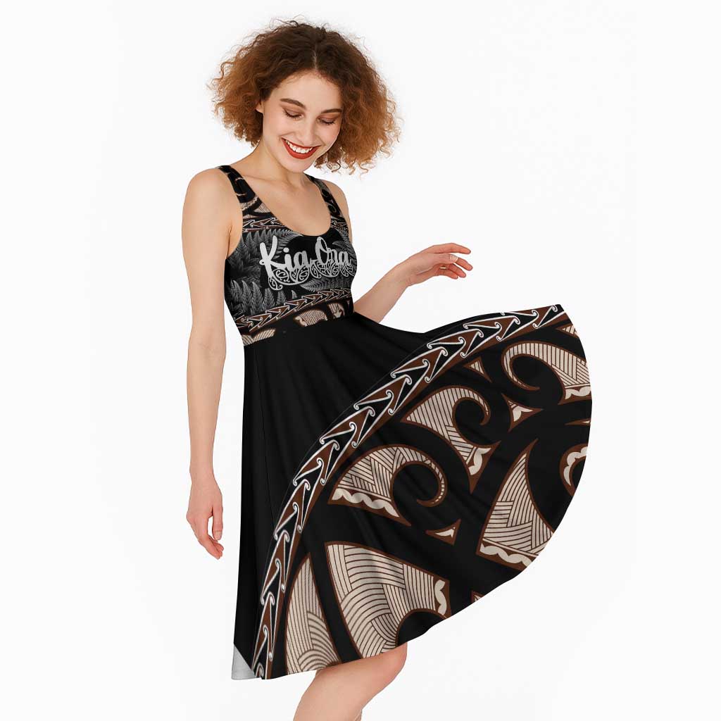 Kia Ora New Zealand Midi Dress Aotearoa Proud Maori Silver Fern - Polynesian Pride