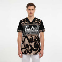 Kia Ora New Zealand Scrub Top Aotearoa Proud Maori Silver Fern - Polynesian Pride