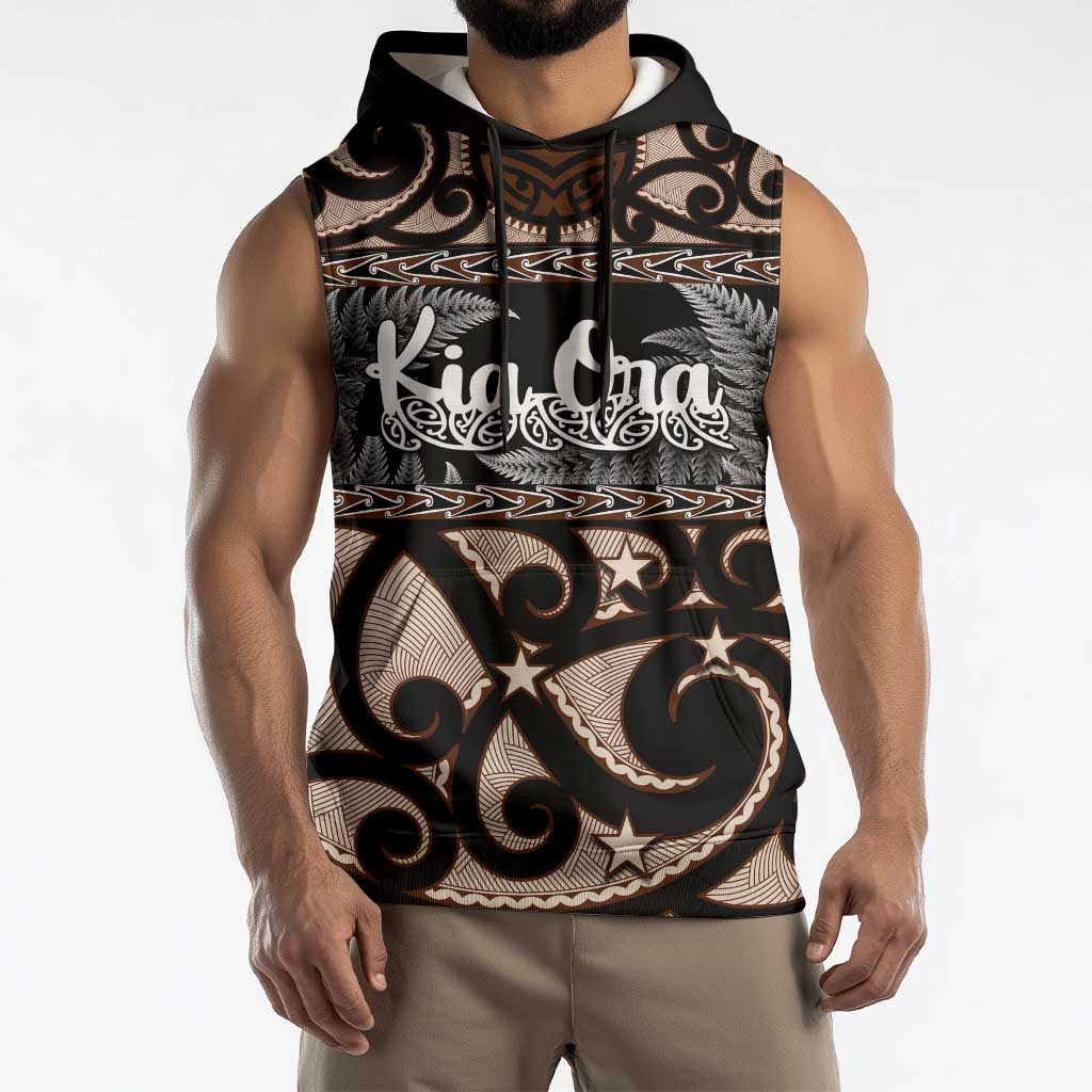 Kia Ora New Zealand Sleeveless Hoodie Aotearoa Proud Maori Silver Fern - Polynesian Pride