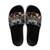 Kia Ora New Zealand Slide Sandals Aotearoa Proud Maori Silver Fern - Polynesian Pride