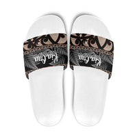 Kia Ora New Zealand Slide Sandals Aotearoa Proud Maori Silver Fern - Polynesian Pride