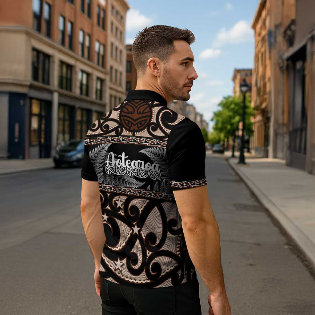 Kia Ora New Zealand Zipper Polo Shirt Aotearoa Proud Maori Silver Fern - Polynesian Pride