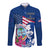 Guam Martin Luther King Jr Day Long Sleeve Button Shirt I Have A Dream Guahan Seal With Bougainvillea LT14 Unisex Blue - Polynesian Pride