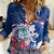 Guam Martin Luther King Jr Day Women Casual Shirt I Have A Dream Guahan Seal With Bougainvillea LT14 Female Blue - Polynesian Pride