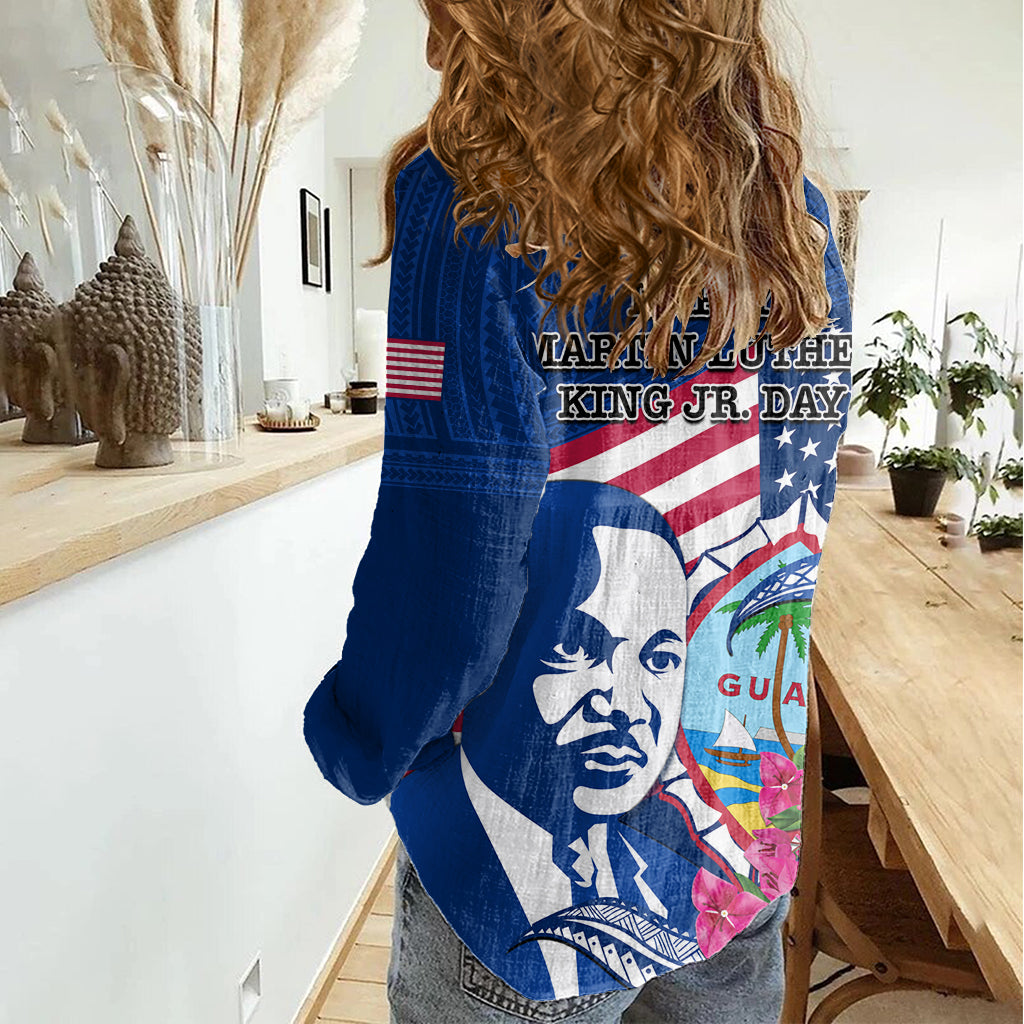 Guam Martin Luther King Jr Day Women Casual Shirt I Have A Dream Guahan Seal With Bougainvillea LT14 - Polynesian Pride