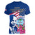 Guam Martin Luther King Jr Day Women V Neck T Shirt I Have A Dream Guahan Seal With Bougainvillea LT14 - Polynesian Pride