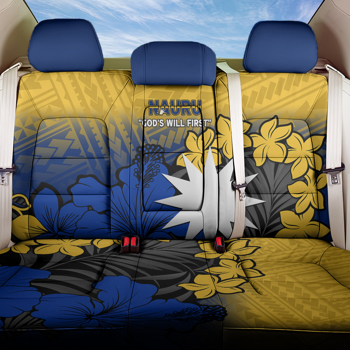 Nauru Independence Day Back Car Seat Cover Repubrikin Naoero Polynesian Pattern LT14 One Size Blue - Polynesian Pride