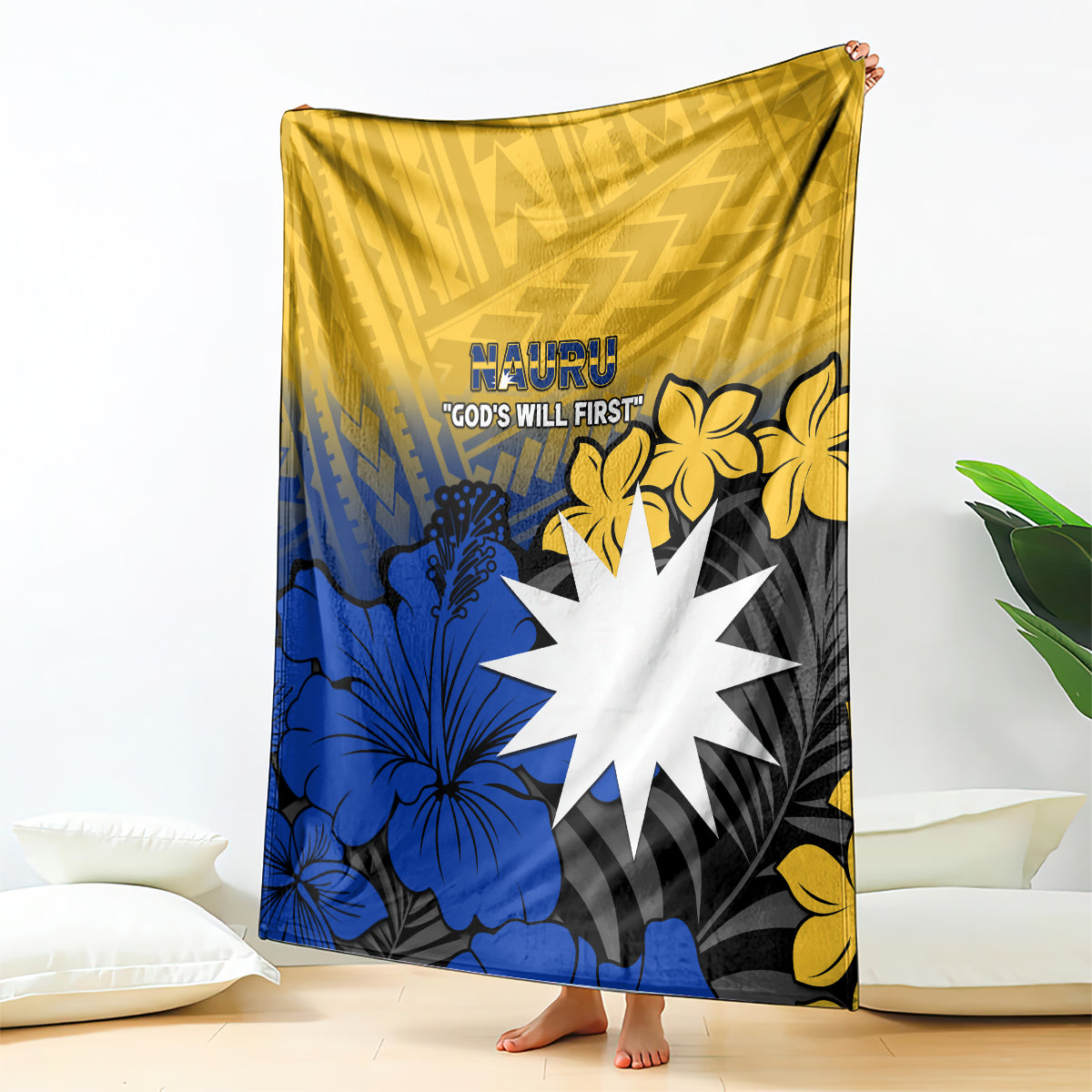 Nauru Independence Day Blanket Repubrikin Naoero Polynesian Pattern LT14 Blue - Polynesian Pride