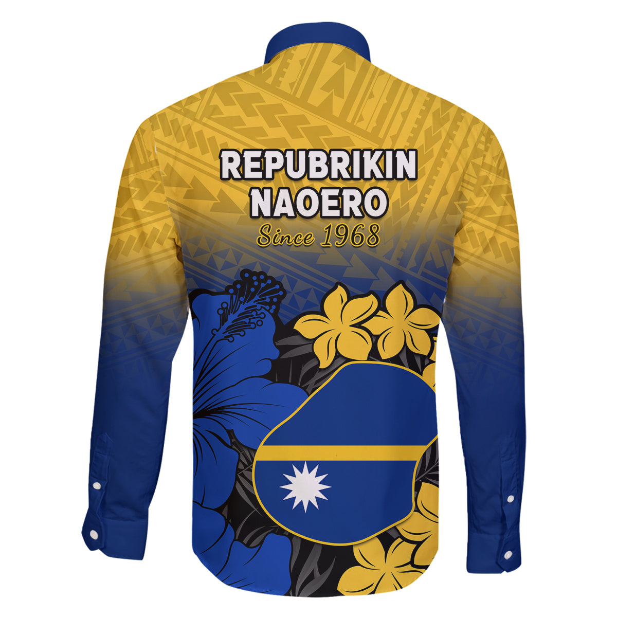 Nauru Independence Day Family Matching Off Shoulder Long Sleeve Dress and Hawaiian Shirt Repubrikin Naoero Polynesian Pattern LT14 - Polynesian Pride