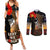 New Zealand ANZAC Day Couples Matching Summer Maxi Dress and Long Sleeve Button Shirt Lest We Forget Silver Fern With Camouflage LT14 Black - Polynesian Pride