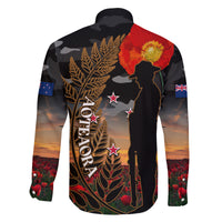 New Zealand ANZAC Day Family Matching Long Sleeve Bodycon Dress and Hawaiian Shirt Lest We Forget Silver Fern With Camouflage LT14 - Polynesian Pride