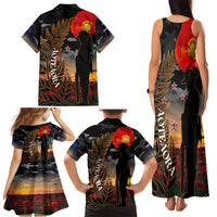 New Zealand ANZAC Day Family Matching Tank Maxi Dress and Hawaiian Shirt Lest We Forget Silver Fern With Camouflage LT14 - Polynesian Pride