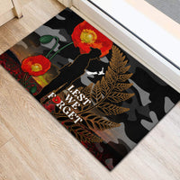 New Zealand ANZAC Day Rubber Doormat Lest We Forget Silver Fern With Camouflage LT14 - Polynesian Pride