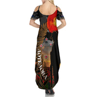 New Zealand ANZAC Day Summer Maxi Dress Lest We Forget Silver Fern With Camouflage LT14 - Polynesian Pride