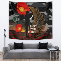 New Zealand ANZAC Day Tapestry Lest We Forget Silver Fern With Camouflage LT14 - Polynesian Pride